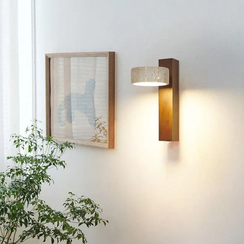 Thales Travertine Rotatable Wall Lamp - Japandi Natural Stone Sconce