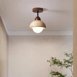 Velian Japandi Travertine Bud Pendant Light - Natural Stone Ceiling Lamp