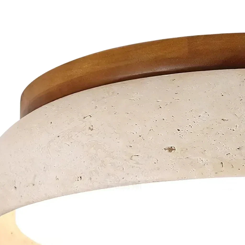 Veliana Wabi-Sabi Travertine Ceiling Light - Handcrafted Stone Flush Mount
