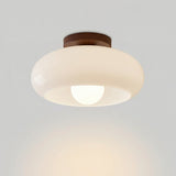 Violetta French Bauhaus Glass Ceiling Lamp | Walnut Wood Mid-Century Light