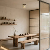 Yetvee Wabi-Sabi Travertine & Wood Ceiling Lamp | Minimalist Lighting