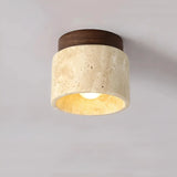 Yetvee Wabi-Sabi Travertine & Wood Ceiling Lamp | Minimalist Lighting