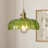 Fay Rustic Tulip Glass Pendant Light | Vintage Ribbed Glass Hanging Lamp