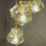 Irregular Lava Texture Glass Shade Copper Simple Post Modern Chandelier