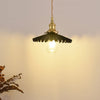 Nordic Vintage Ceramic Pleated Design Brass Led Pendent Lighting For Bedside Dining Table