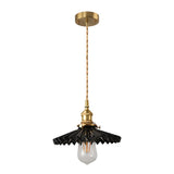 Nordic Vintage Ceramic Pleated Design Brass Led Pendent Lighting For Bedside Dining Table